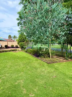 a tree in a yard next to a fence at Meadway on the parks in Benoni