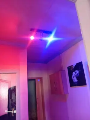 a star on the ceiling of a room with purple lights at M Palace Guest House in Kempton Park
