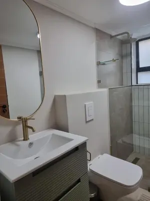 a bathroom with a sink and a toilet and a mirror at Edward suites ,Apartment 2 in Pretoria