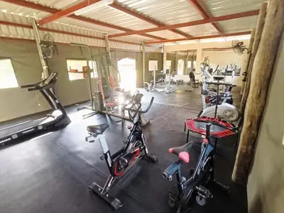 an overhead view of a gym with two exercise bikes at Lapa Moyo Safari's in Linton