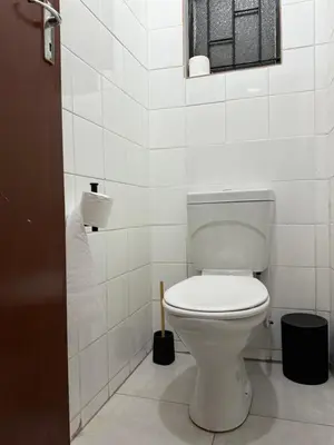 a bathroom with a white toilet in a room at Soulfenda guest house in Graskop