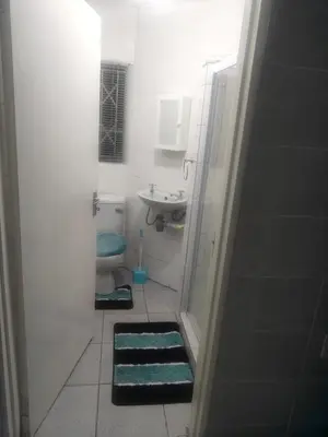 a small bathroom with a toilet and a sink at Tranquil Accommodation in Midrand