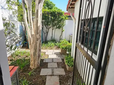 a walkway with a tree next to a house at The Little Haven in Midrand