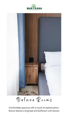 a poster of a bedroom with a bed and a dresser at Marikana guest house