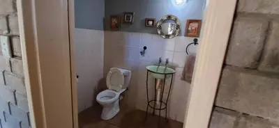 a bathroom with a toilet and a sink at Daisy Lodge in Barberton