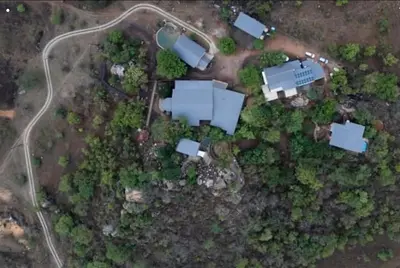 an overhead view of a house in a forest at Glamping tent in Nelspruit