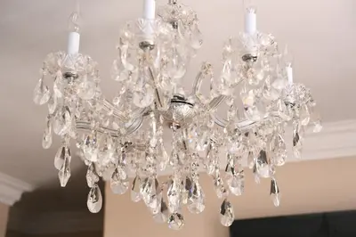 a chandelier hanging from a ceiling at Jinaguesthouse and design in Polokwane