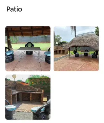 a collage of four pictures of a picnic shelter at Amani Princely treat Silverton in Pretoria
