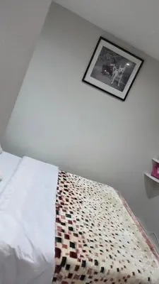 a bedroom with a bed and a picture on the wall at Ntale Guest House in Benoni