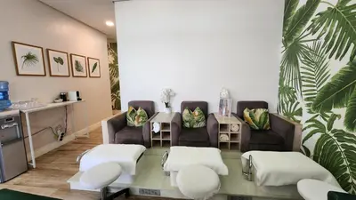 a waiting room with chairs and a table in a clinic at White House At The Blyde Crystal Lagoon in Pretoria