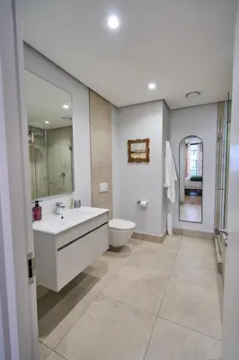 a bathroom with a sink and a toilet at Hidden Diamond at Ellipse Waterfall in Midrand