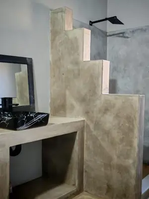 a bathroom with a sink and a mirror at Neotha Villa Unit 1 in Marloth Park