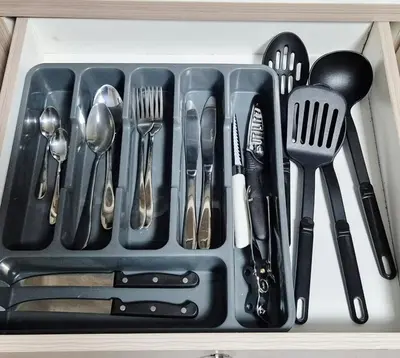 a tray of utensils in a drawer at Ekuhlaleni Room 6 in Pretoria