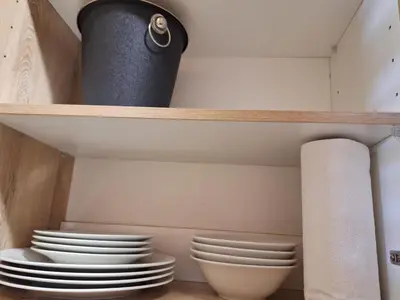 a shelf with plates and a pot on it at 270 Foutains Avenue, Centurion, Lyttelton Manor in Centurion