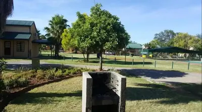 a tree sitting in a stone box in a park at Pendleberry Grove 90 in Bela-Bela
