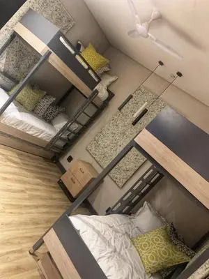 an overhead view of a bedroom with bunk beds at Walkerson Estate Country Home in Dullstroom