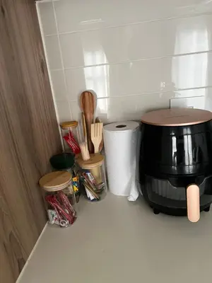 a kitchen with a coffee pot and other kitchen items at Cosy stay at The Blyde With Lagoon in Pretoria