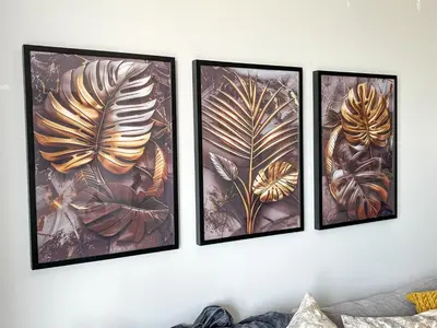 four framed pictures of tropical plants on a wall at 4208 on Ellipse, Waterfall, Midrand in Midrand