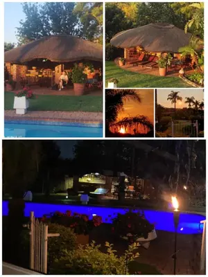 a collage of photos of a house with a thatch roof at Viva-Africa Zehetleitner in Pretoria