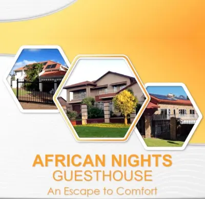 three pictures of a house with the words african nights guest house an escape to at African Nights Barbara House in Pretoria
