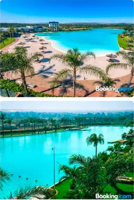 two pictures of a beach and a body of water at The Blydes Crystal Lagoon in Pretoria