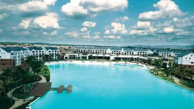 an overhead view of a large swimming pool at a resort at Unit 438, The Blyde, Pretoria East in Pretoria