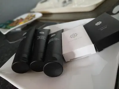 a group of three black products on a white box at Moonlight Guest House Lethabong in Vaalkop Dam
