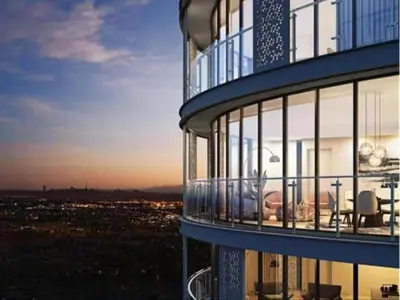 a rendering of a building with a view of a city at Ellipse Luxurious Tamarind Green Studio Experience in Midrand