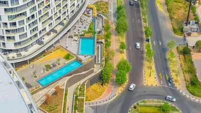 an aerial view of a building and a street at The Solace in Midrand