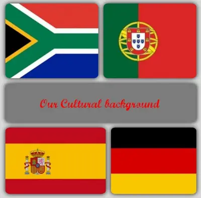 a set of four flags of different countries at Casa de Santos Bed and Breakfast Solar and Water off grid in Benoni
