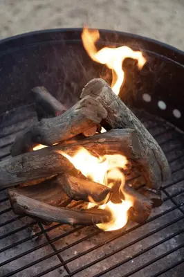 a bunch of food on a grill with flames at Villa Kolobe in Hoedspruit