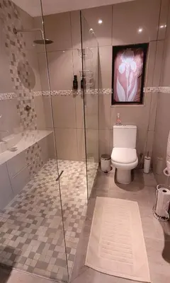 a bathroom with a shower and a toilet at Iris HAVEN feel at home in Pretoria