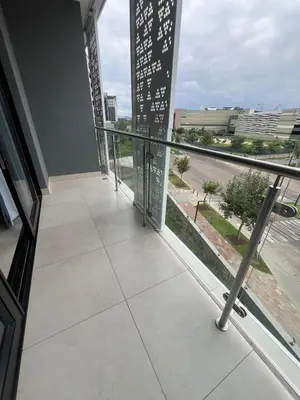a balcony with a view of a street at LeeMo at Ellipse Waterfall in Midrand