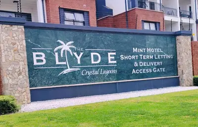 a sign for the hyde hotel on the side of a building at The Blyde - 3 Bedroom Lagoon Facing Luxury Apartment in Pretoria