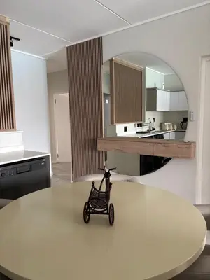 a small toy car sitting on a table in a kitchen at The Dream Escape At The Blyde - Lagoon Facing 3 Bedroom Apartment in Pretoria