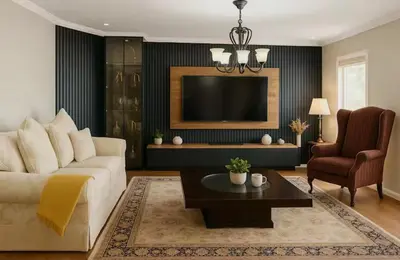 a living room with a couch and a tv at Royal Bliss Lodge and Spa in Midrand
