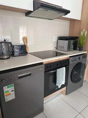 a kitchen with a stove and a dishwasher at The Blyde Cozy 1-Bedroom in Pretoria