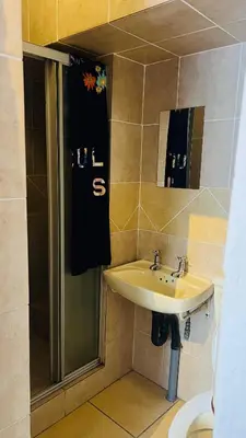 a bathroom with a sink and a shower at Drostdy Hotel in Springs