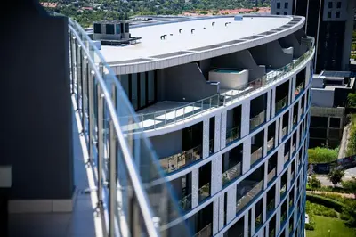 an aerial view of a building at SoftStay Ellipse Luxury Apartment in Midrand