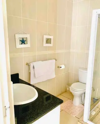 a bathroom with a sink and a toilet at Damview guesthouse in Hartbeespoort