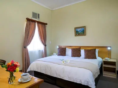 a bedroom with a large bed and a window at The Elegant Lodge Menlo Park in Pretoria
