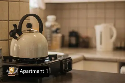 a tea kettle on top of a stove in a kitchen at All Seasons Boutique Hotel - Sustainable Electricity and Water in Pretoria