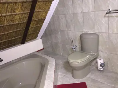 a bathroom with a toilet and a bath tub at ConcordiaVOC in Lanseria
