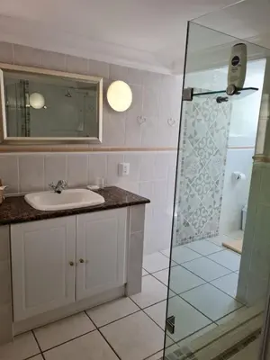 a bathroom with a sink and a shower at House Rossini in Pretoria
