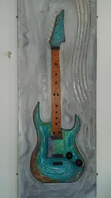 a painting of a guitar on a wall at Wilger Guesthouse in Centurion