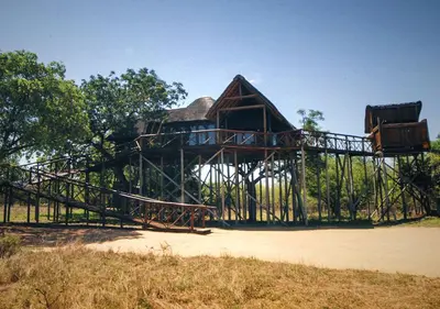 a large playground with a tree house on it at Pezulu Tree House Lodge in Hoedspruit