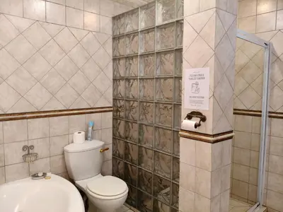 a bathroom with a toilet and a sink at Brooklyn Guesthouses in Pretoria