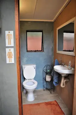 a bathroom with a toilet and a sink at Flamboyant Guesthouse in Bela-Bela