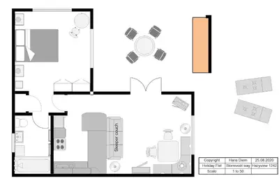 a floor plan of a house with furniture at Holiday Flat Stormvoel 547 in Hazyview