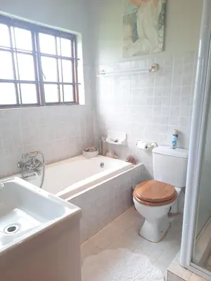 a bathroom with a toilet and a tub and a sink at MyAula in Tierpoort